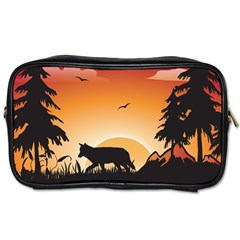 The Lonely Wolf In The Sunset Toiletries Bags