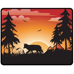 The Lonely Wolf In The Sunset Fleece Blanket (medium) 