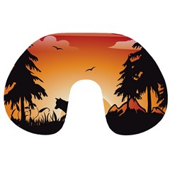 The Lonely Wolf In The Sunset Travel Neck Pillows