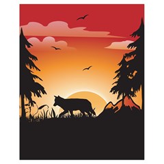 The Lonely Wolf In The Sunset Drawstring Bag (small)