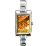 Awesome Sunset Over The Ocean With Ship Rectangle Italian Charm Watches