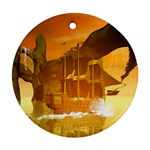 Awesome Sunset Over The Ocean With Ship Ornament (Round) 