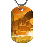 Awesome Sunset Over The Ocean With Ship Dog Tag (Two Sides)