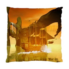 Awesome Sunset Over The Ocean With Ship Standard Cushion Case (one Side)  by FantasyWorld7