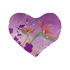 Wonderful Flowers On Soft Purple Background Standard 16  Premium Heart Shape Cushions by FantasyWorld7