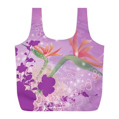 Wonderful Flowers On Soft Purple Background Full Print Recycle Bags (l)  by FantasyWorld7