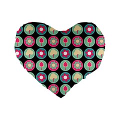 Chic Floral Pattern Standard 16  Premium Heart Shape Cushions by GardenOfOphir