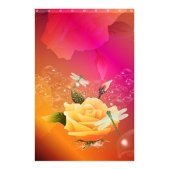 Beautiful Roses With Dragonflies Shower Curtain 48  X 72  (small)  by FantasyWorld7