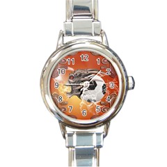 Soccer With Skull And Fire And Water Splash Round Italian Charm Watches by FantasyWorld7