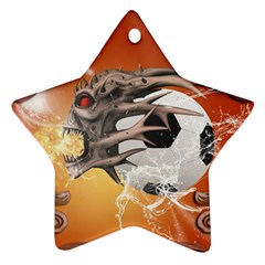 Soccer With Skull And Fire And Water Splash Ornament (star)  by FantasyWorld7