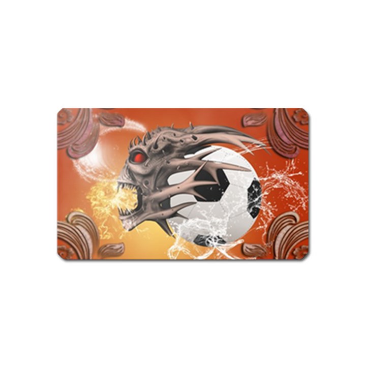 Soccer With Skull And Fire And Water Splash Magnet (Name Card)