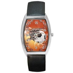 Soccer With Skull And Fire And Water Splash Barrel Metal Watches by FantasyWorld7