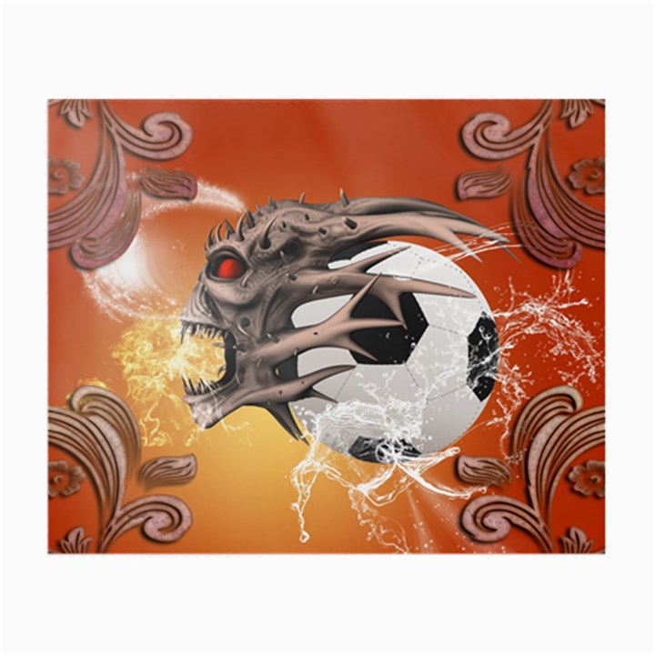 Soccer With Skull And Fire And Water Splash Small Glasses Cloth