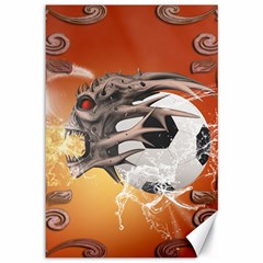 Soccer With Skull And Fire And Water Splash Canvas 12  X 18   by FantasyWorld7