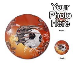 Soccer With Skull And Fire And Water Splash Multi-purpose Cards (round)  by FantasyWorld7