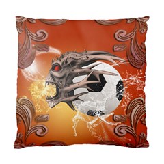 Soccer With Skull And Fire And Water Splash Standard Cushion Cases (two Sides)  by FantasyWorld7