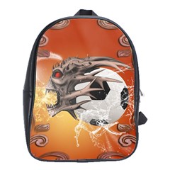 Soccer With Skull And Fire And Water Splash School Bags(large)  by FantasyWorld7