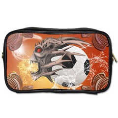 Soccer With Skull And Fire And Water Splash Toiletries Bags