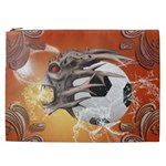 Soccer With Skull And Fire And Water Splash Cosmetic Bag (XXL)  Front