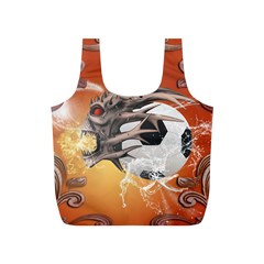 Soccer With Skull And Fire And Water Splash Full Print Recycle Bags (s)  by FantasyWorld7
