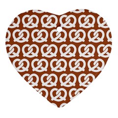 Brown Pretzel Illustrations Pattern Heart Ornament (2 Sides) by GardenOfOphir