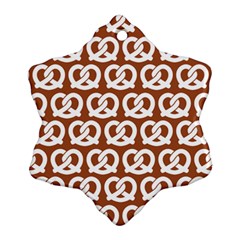 Brown Pretzel Illustrations Pattern Snowflake Ornament (2-side) by GardenOfOphir