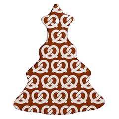 Brown Pretzel Illustrations Pattern Christmas Tree Ornament (2 Sides) by GardenOfOphir