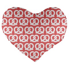 Chic Pretzel Illustrations Pattern Large 19  Premium Flano Heart Shape Cushions by GardenOfOphir