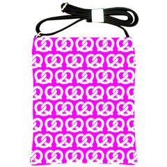 Pink Pretzel Illustrations Pattern Shoulder Sling Bags by GardenOfOphir