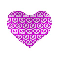 Pink Pretzel Illustrations Pattern Standard 16  Premium Flano Heart Shape Cushions by GardenOfOphir