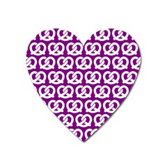 Purple Pretzel Illustrations Pattern Heart Magnet by GardenOfOphir