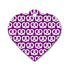 Purple Pretzel Illustrations Pattern Dog Tag Heart (two Sides)