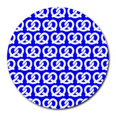 Blue Pretzel Illustrations Pattern Round Mousepads by GardenOfOphir