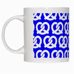 Blue Pretzel Illustrations Pattern White Mugs by GardenOfOphir