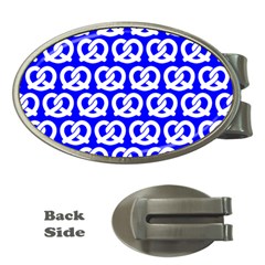 Blue Pretzel Illustrations Pattern Money Clips (oval)  by GardenOfOphir