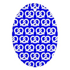 Blue Pretzel Illustrations Pattern Oval Ornament (two Sides) by GardenOfOphir