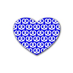 Blue Pretzel Illustrations Pattern Rubber Coaster (heart)  by GardenOfOphir