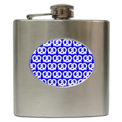 Blue Pretzel Illustrations Pattern Hip Flask (6 Oz) by GardenOfOphir