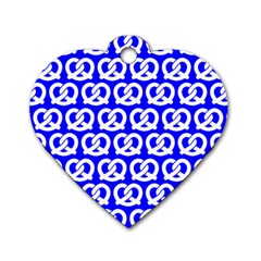 Blue Pretzel Illustrations Pattern Dog Tag Heart (one Side) by GardenOfOphir