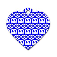 Blue Pretzel Illustrations Pattern Dog Tag Heart (two Sides)