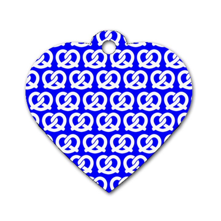 Blue Pretzel Illustrations Pattern Dog Tag Heart (Two Sides)