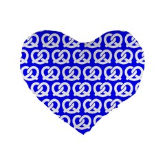 Blue Pretzel Illustrations Pattern Standard 16  Premium Heart Shape Cushions by GardenOfOphir