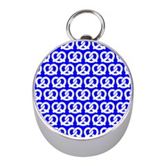 Blue Pretzel Illustrations Pattern Mini Silver Compasses