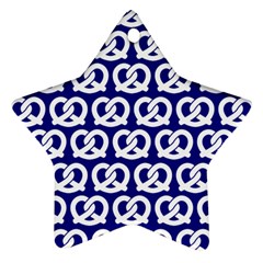 Navy Pretzel Illustrations Pattern Ornament (star)  by GardenOfOphir