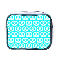 Aqua Pretzel Illustrations Pattern Mini Toiletries Bags by GardenOfOphir