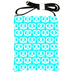 Aqua Pretzel Illustrations Pattern Shoulder Sling Bags by GardenOfOphir