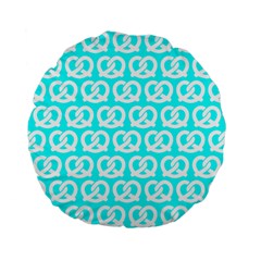 Aqua Pretzel Illustrations Pattern Standard 15  Premium Flano Round Cushions by GardenOfOphir