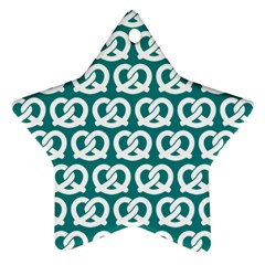 Teal Pretzel Illustrations Pattern Ornament (Star) 