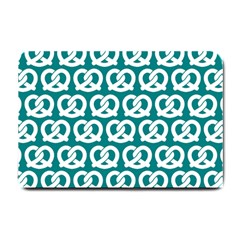 Teal Pretzel Illustrations Pattern Small Doormat 