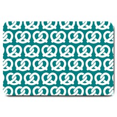 Teal Pretzel Illustrations Pattern Large Doormat 